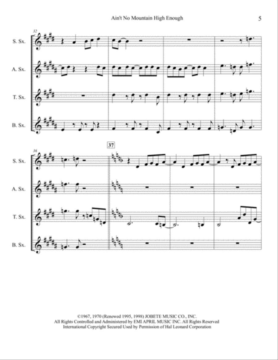 Ain't No Mountain High Enough Woodwind Quartet scores gallery preview page 6