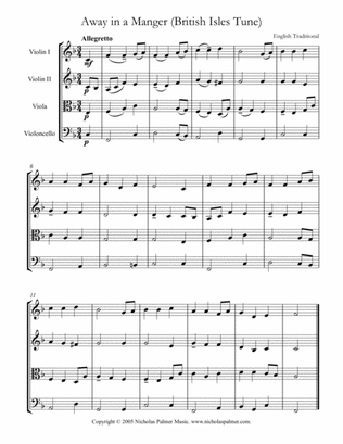 Away in a manger (Kirkpatrick) - easy string quartet