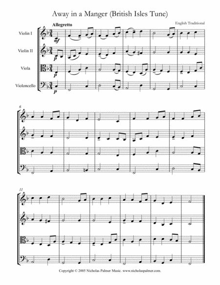 Away in a manger (Kirkpatrick) - easy string quartet