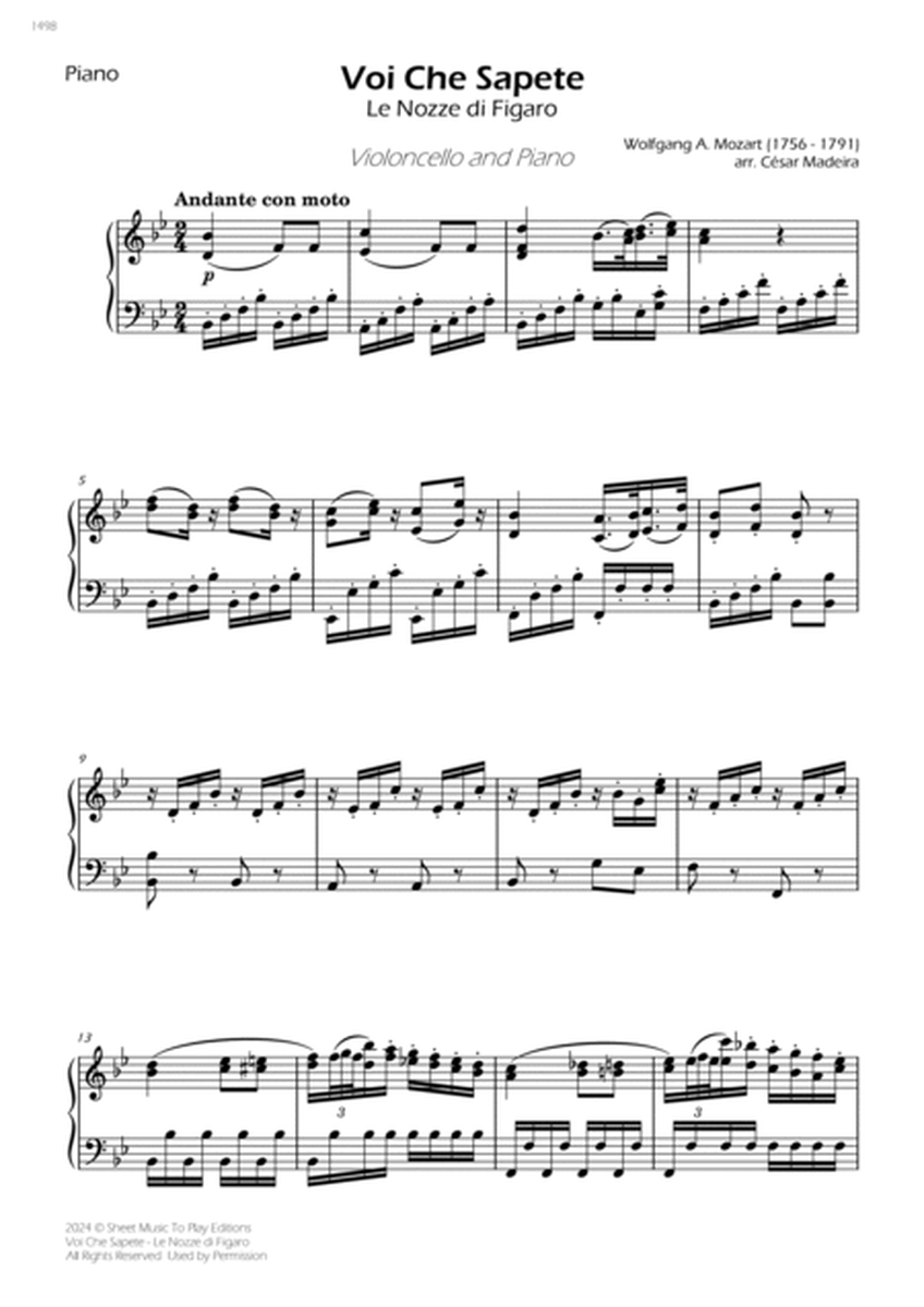 Voi Che Sapete from Le Nozze di Figaro - Cello and Piano (Individual Parts) image number null