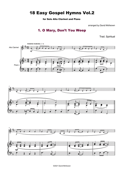 18 Gospel Hymns Vol.2 for Solo Alto Clarinet and Piano