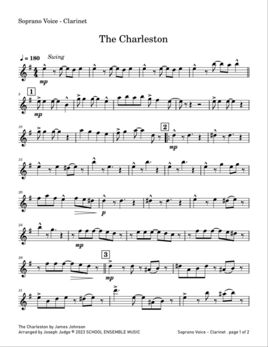 The Charleston by James Johnson for Clarinet Quartet in Schools Clarinet Quartet scores gallery preview page 4