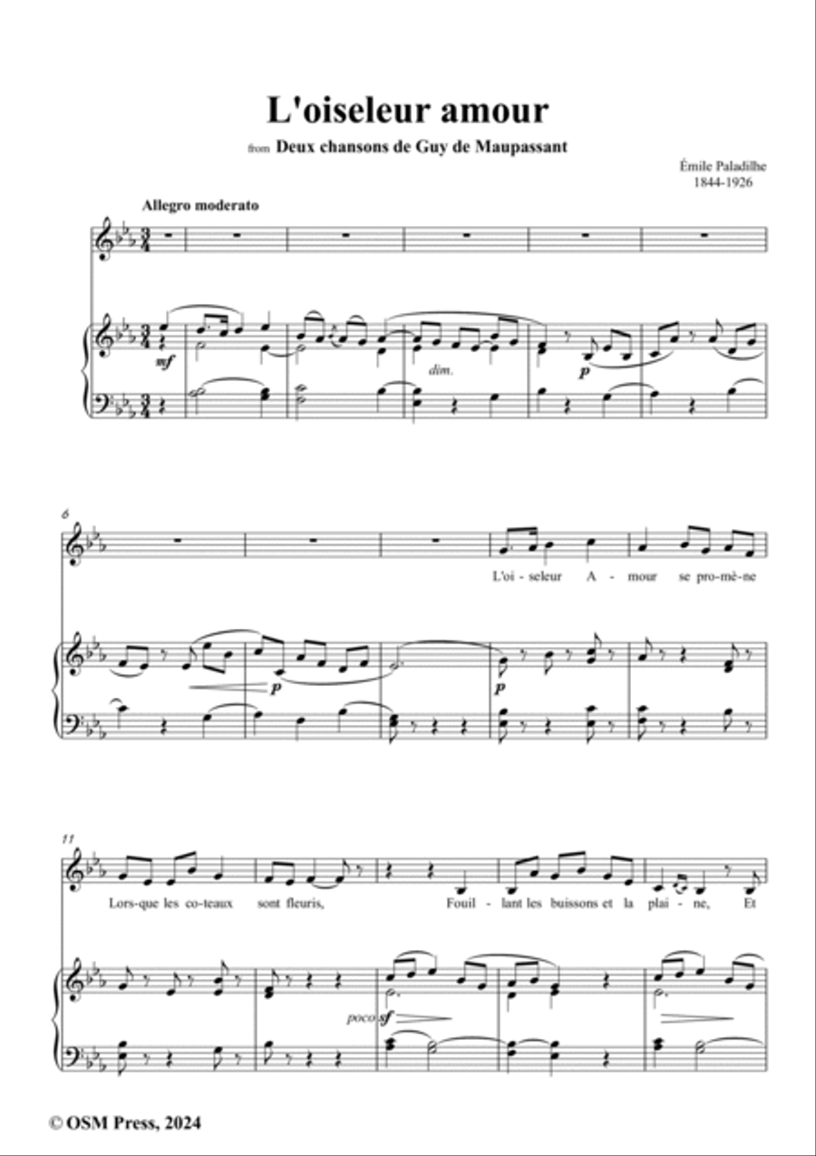 Paladilhe-L'oiseleur amour,from 'Deux chansons de Guy de Maupassant',in E flat Major Voice scores gallery preview page 2