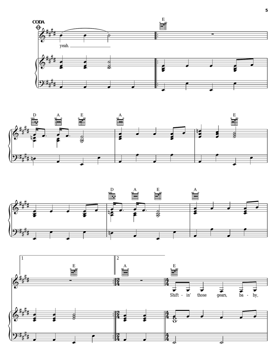 Passenger Seat Piano, Vocal, Guitar scores gallery preview page 5