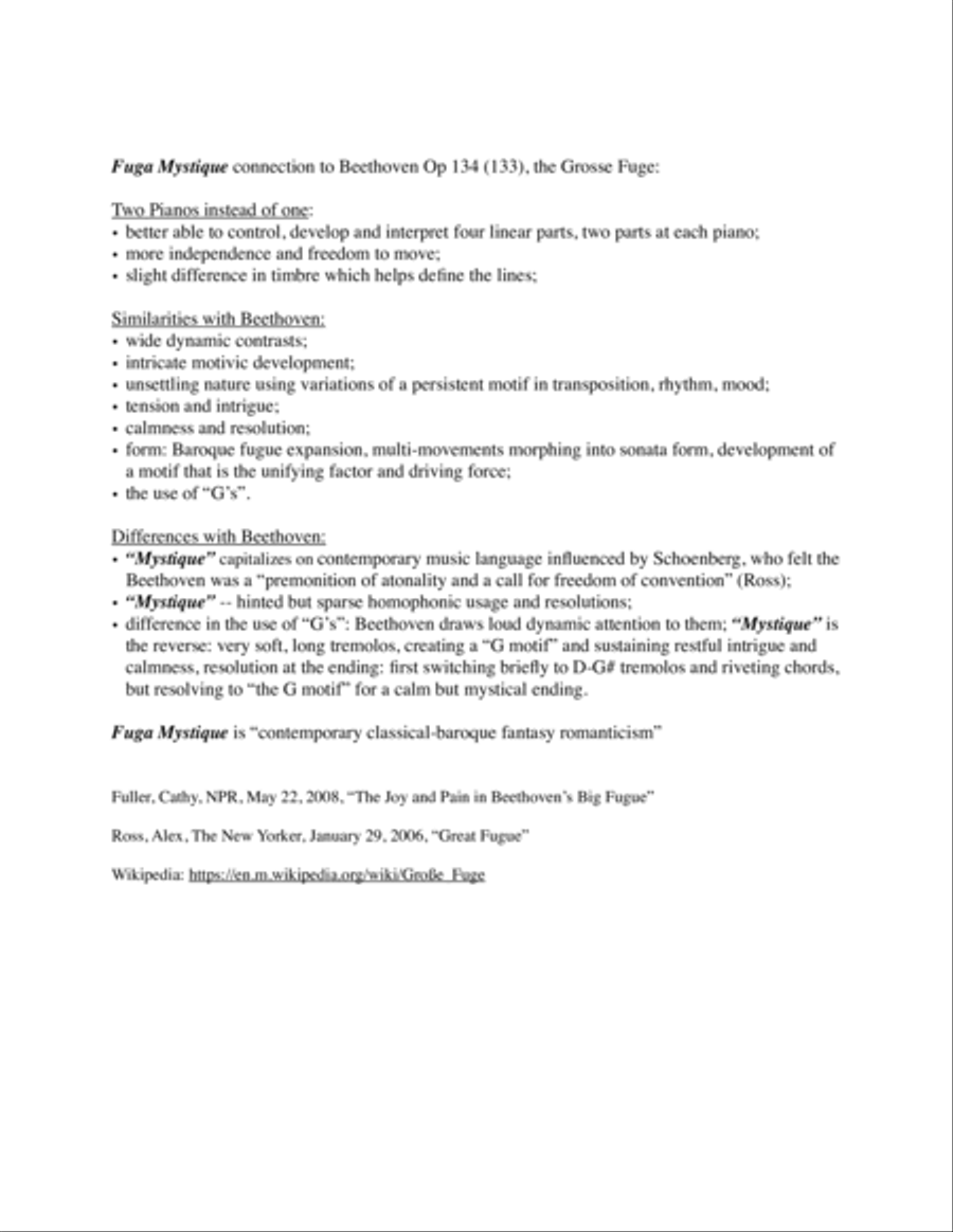 Fuga Mystique, Homage to Beethoven Grosse Fuge Set of Parts scores gallery preview page 3