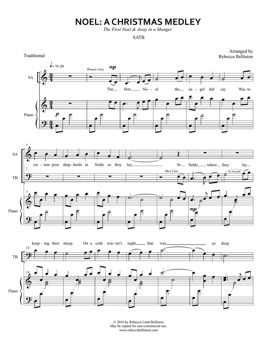 Noel: A Christmas Medley (SATB) 4-Part scores gallery preview page 1