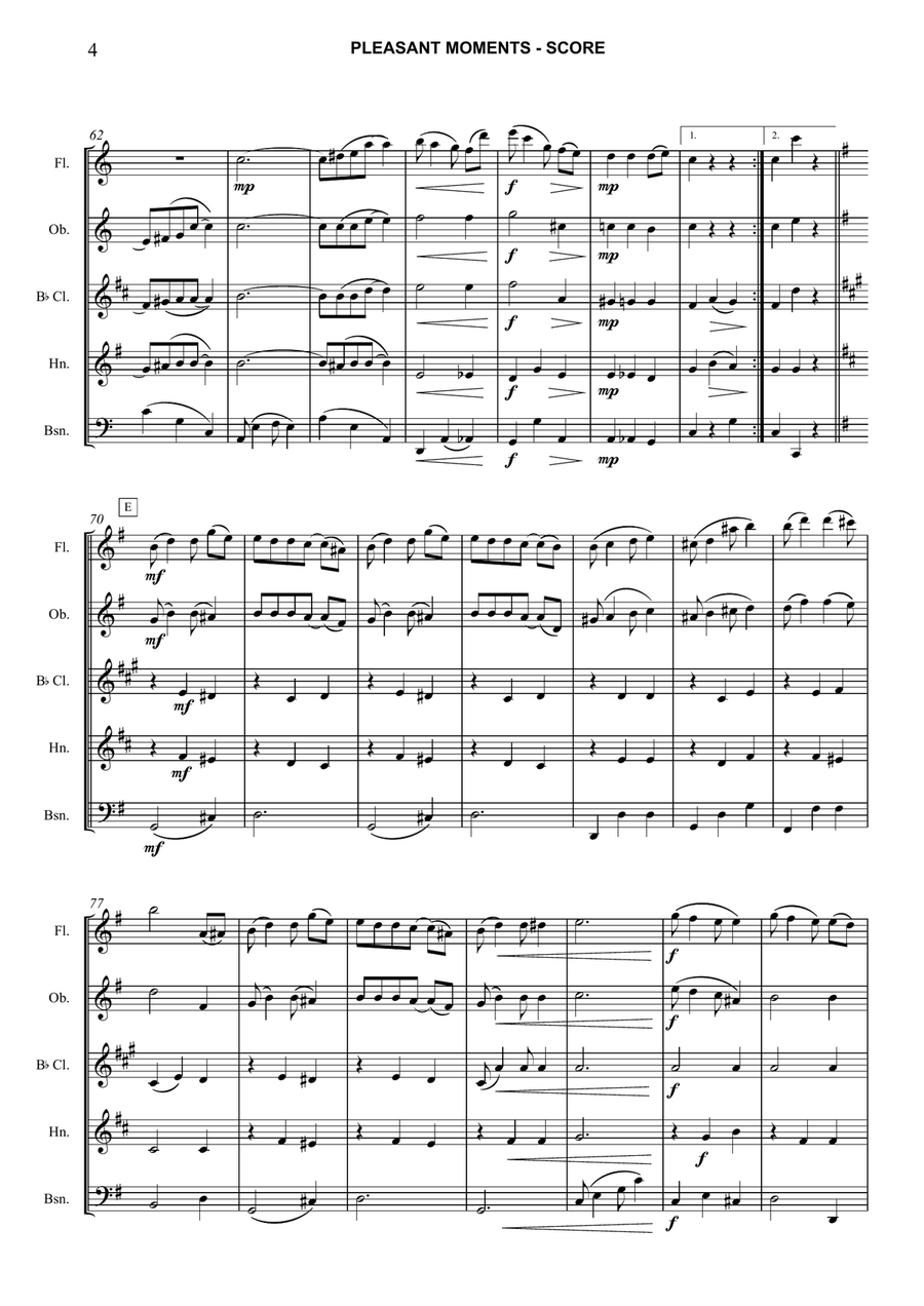 Pleasant Moments Waltz Woodwind Quintet scores gallery preview page 4