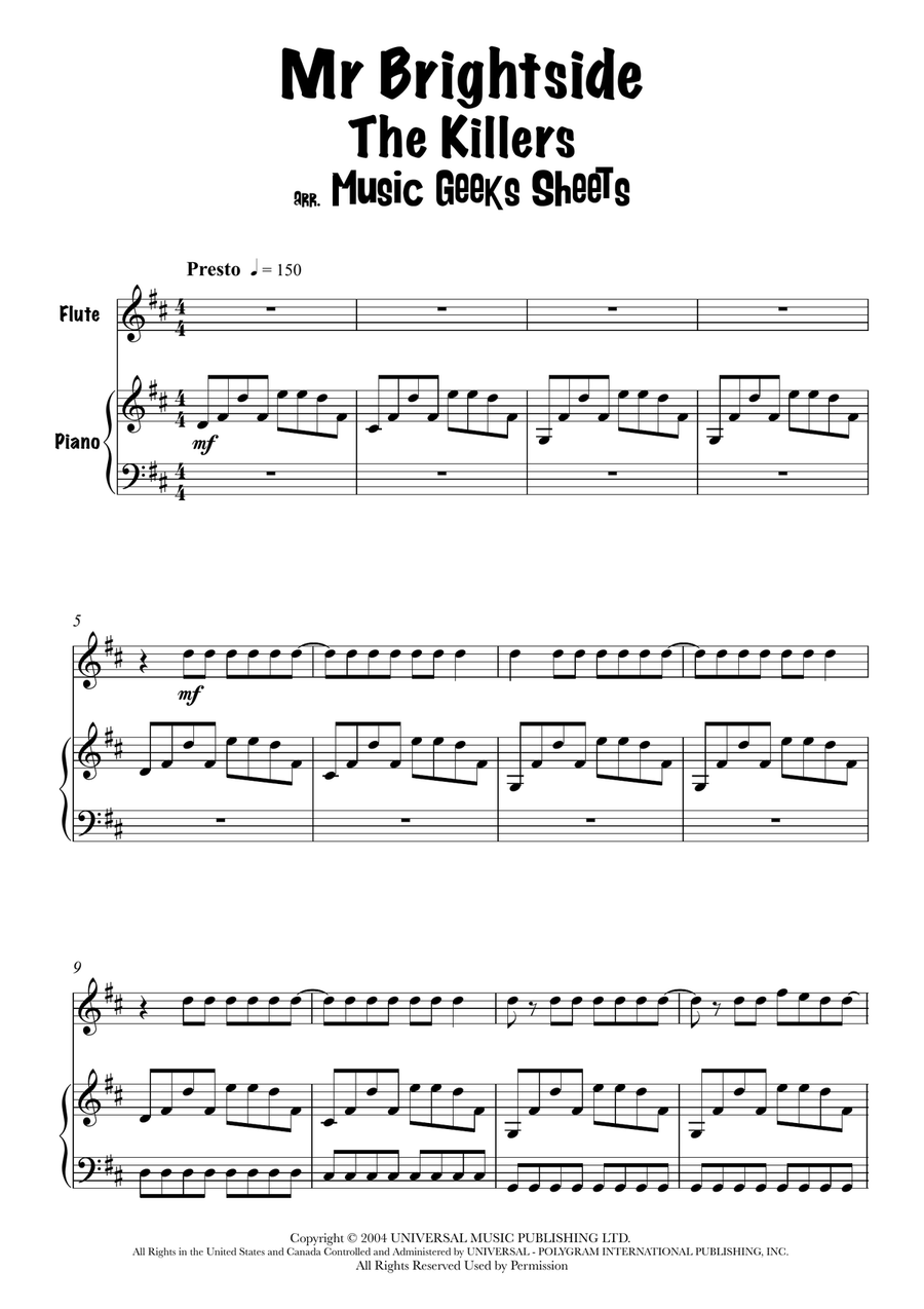 Mr. Brightside Flute Solo scores gallery preview page 4