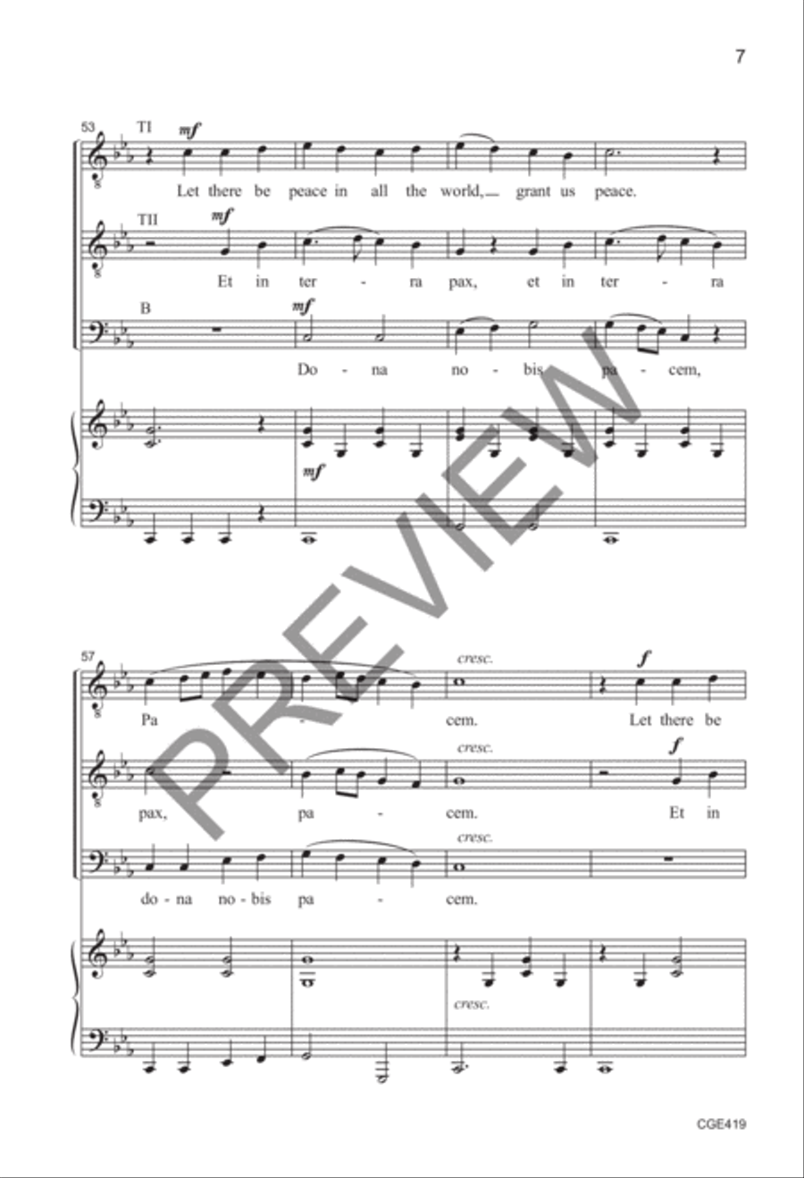 A Call for Peace (TTB opt. a capella with percussion) TTBB scores gallery preview page 7