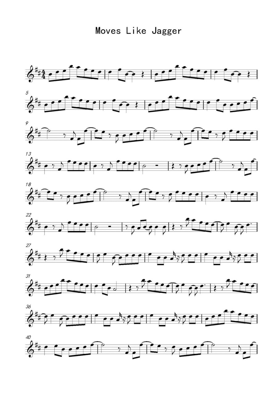 Moves Like Jagger Moves Like Jagger Piano Solo scores gallery preview page 1