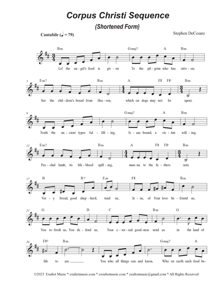 Corpus Christi Sequence (Shortened Form) (Vocal solo - High Key) image number null