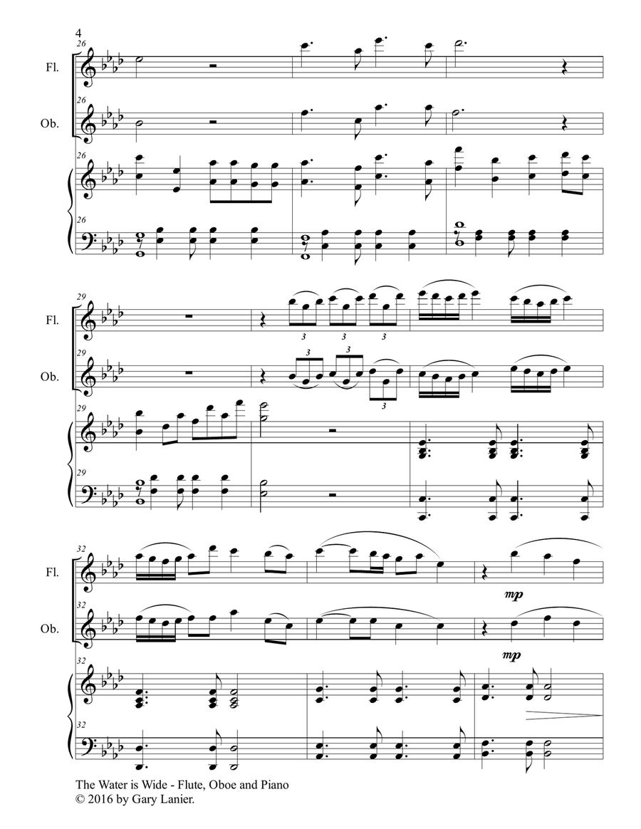 THE WATER IS WIDE (Trio – Flute, Oboe & Piano with Parts) Woodwind Duet scores gallery preview page 5