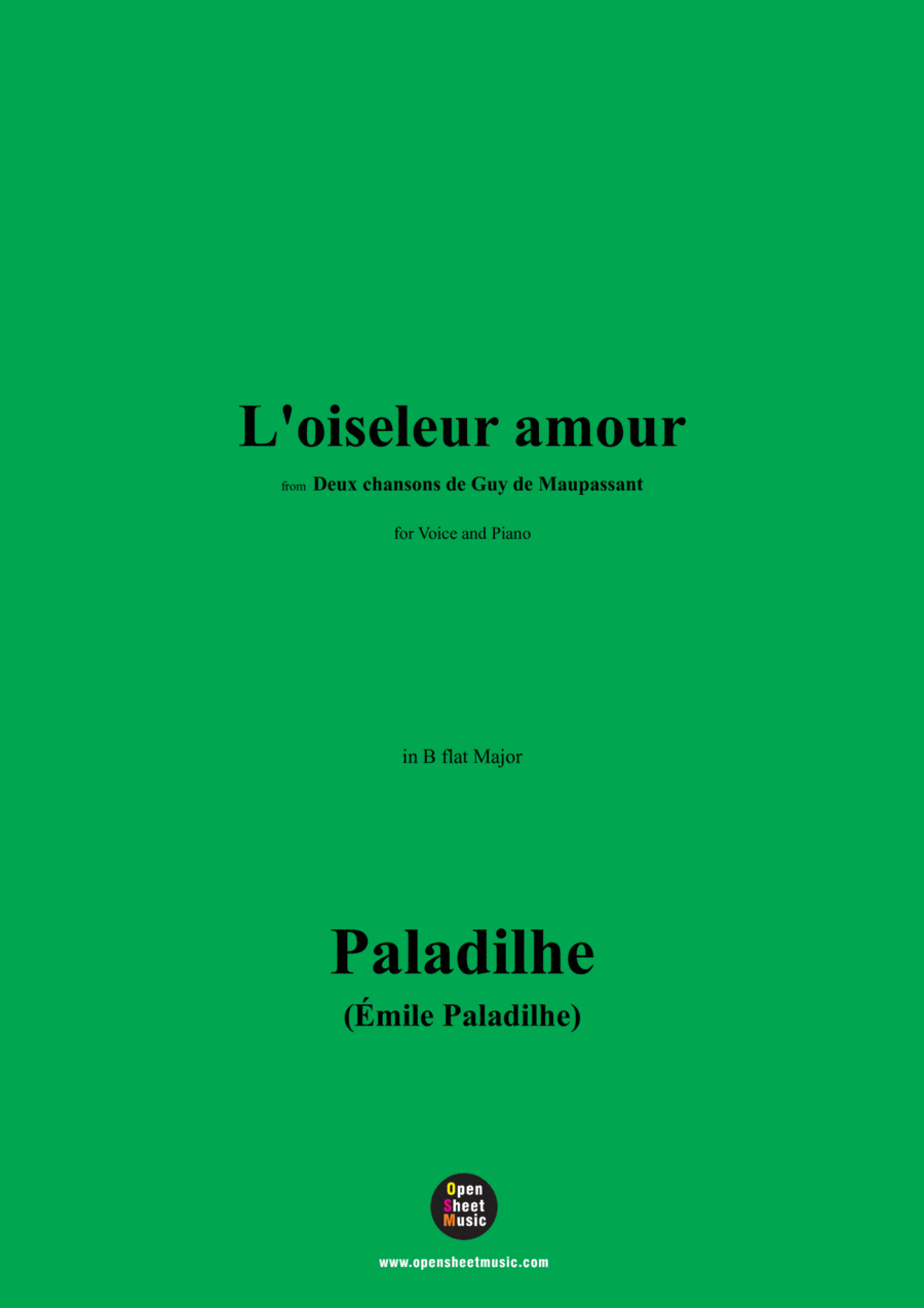 Paladilhe-L'oiseleur amour,from 'Deux chansons de Guy de Maupassant',in B flat Major Voice scores gallery preview page 1