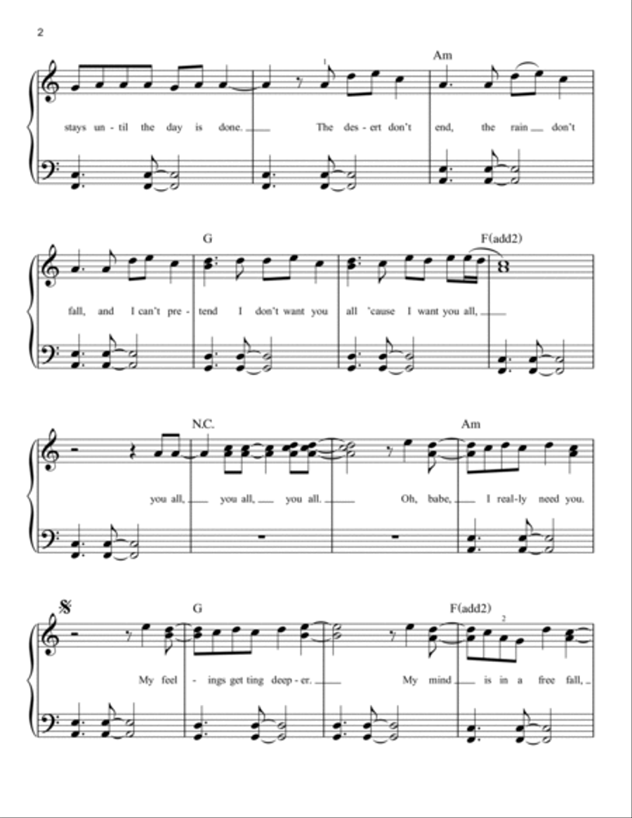 My Oasis (feat. Burna Boy) Easy Piano scores gallery preview page 2