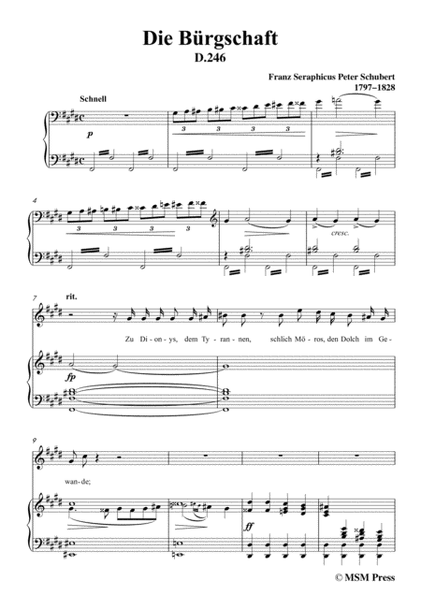 Schubert-Die Bürgschaft(The Bond),D.246,in c sharp minor,for Voice&Piano image number null