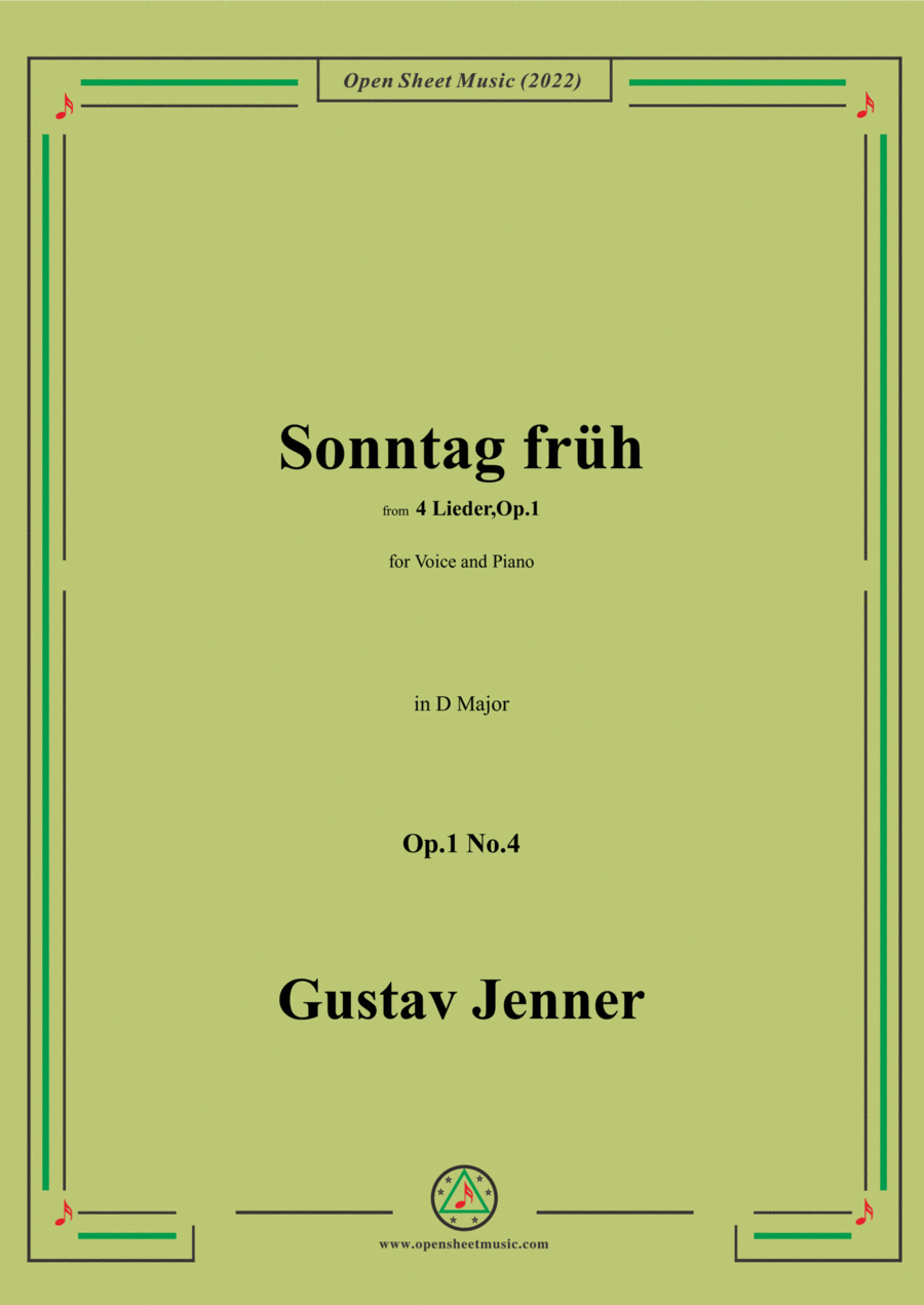 Jenner-Sonntag früh,in D Major,Op.1 No.4 Voice scores gallery preview page 1