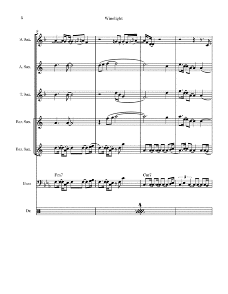 Winelight Saxophone Quartet scores gallery preview page 5