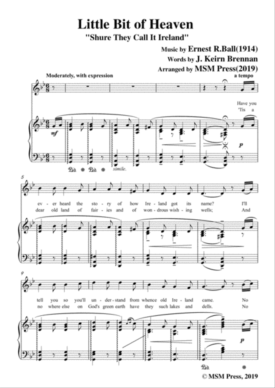 Ernest R. Ball-Little Bit of Heaven,in g minor,for Voice and Piano