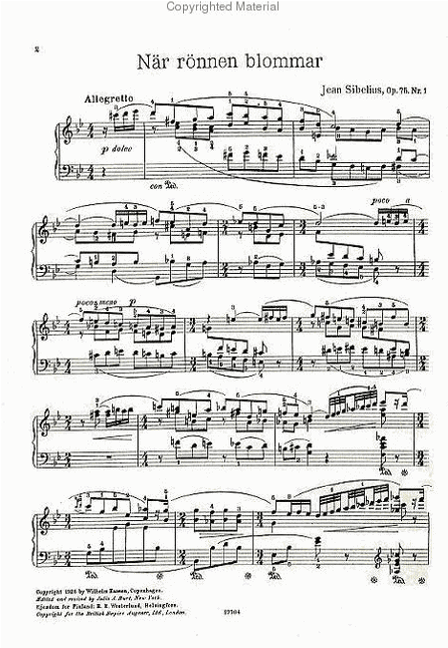 Jean Sibelius: Quand Le Sobier Est Un Fleur (Cinq Morceaux) Op.75 No.1 Piano Solo scores gallery preview page 2