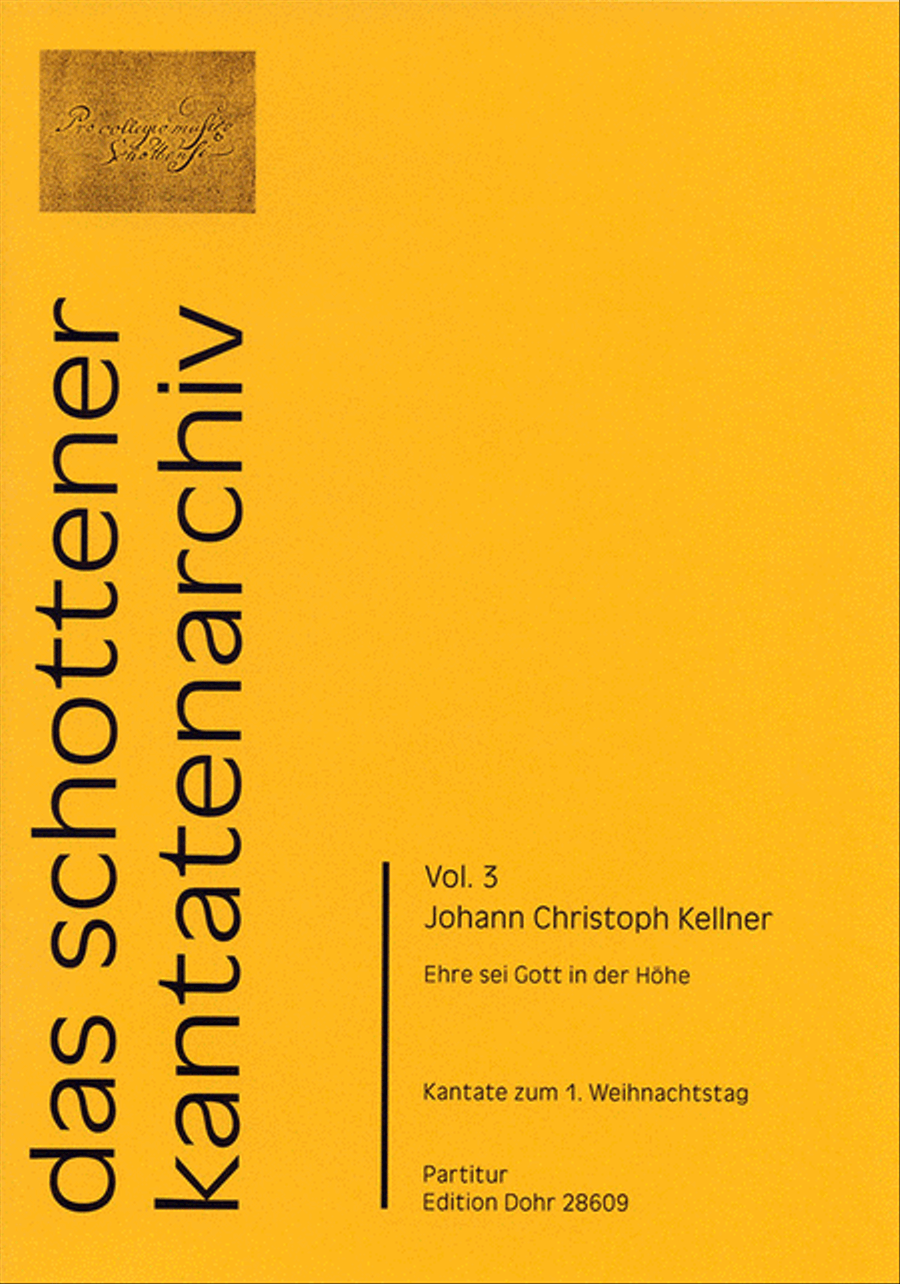 Ehre sei Gott in der Höhe für zwei Hörner, zwei Violinen, Viola, Sopran, (Alt, Tenor), Bass, 4stg. gem. Chor und Generalbass -Kantate zum 1. Weihnachtstag- 4-Part scores gallery preview page 1