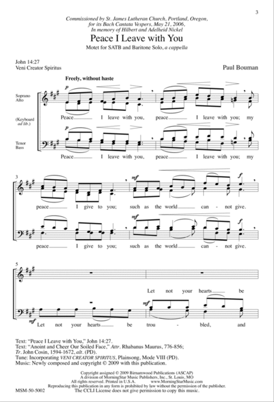 Peace I Leave with You Peace I Leave with You 4-Part scores gallery preview page 2