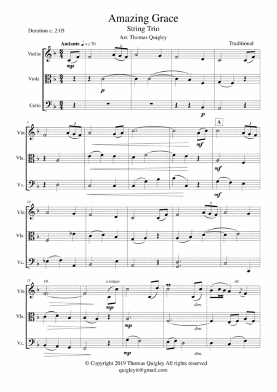 Amazing Grace Amazing Grace String Trio scores gallery preview page 1