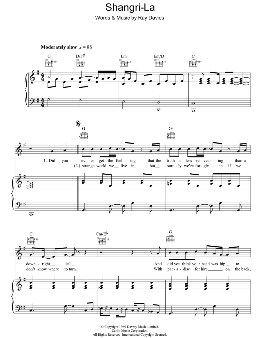 Shangri-La Shangri-La Piano, Vocal, Guitar scores gallery preview page 1