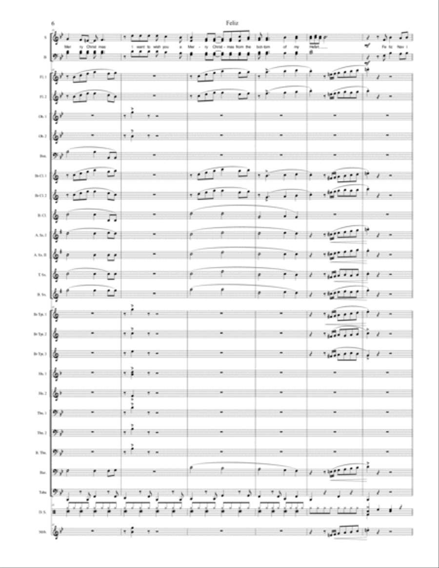 Feliz Navidad Concert Band scores gallery preview page 6