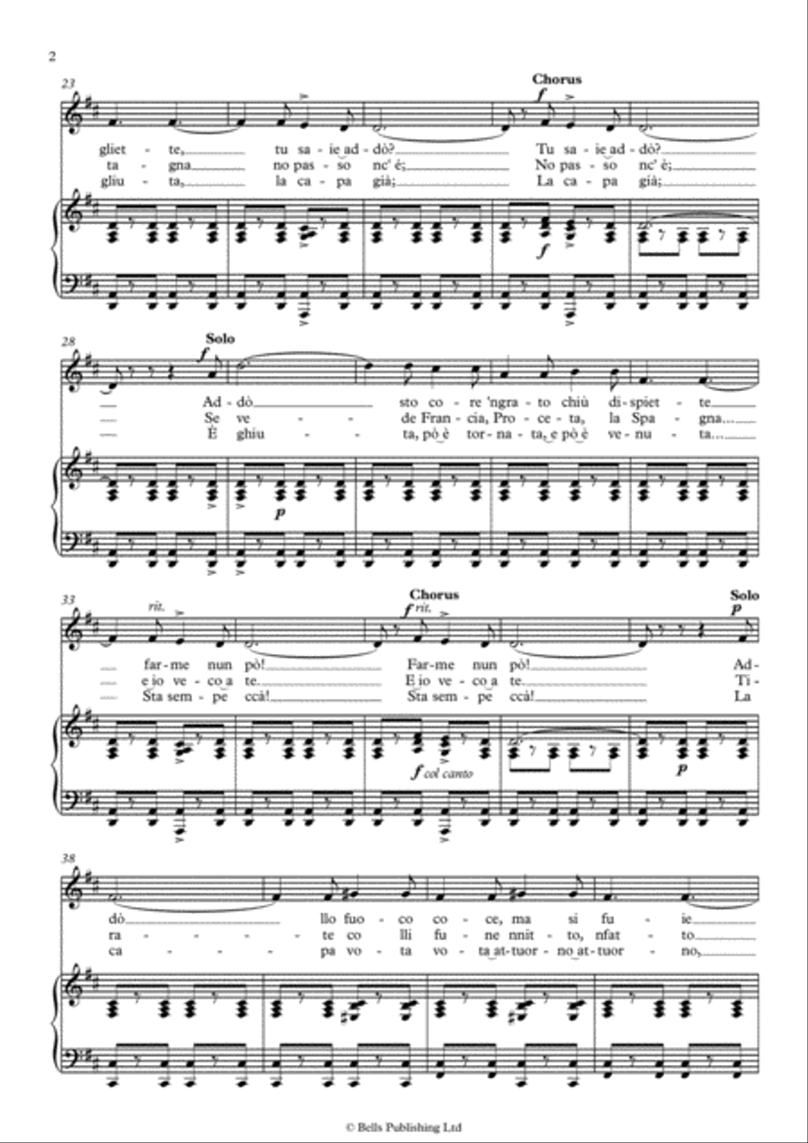 Funiculi - Funicula (D Major) 2-Part scores gallery preview page 2