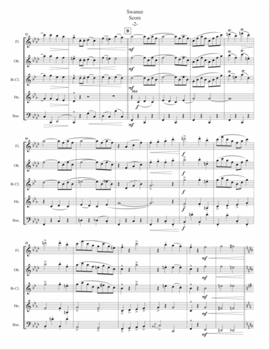 Swanee For Woodwind Quintet Woodwind Quintet scores gallery preview page 4