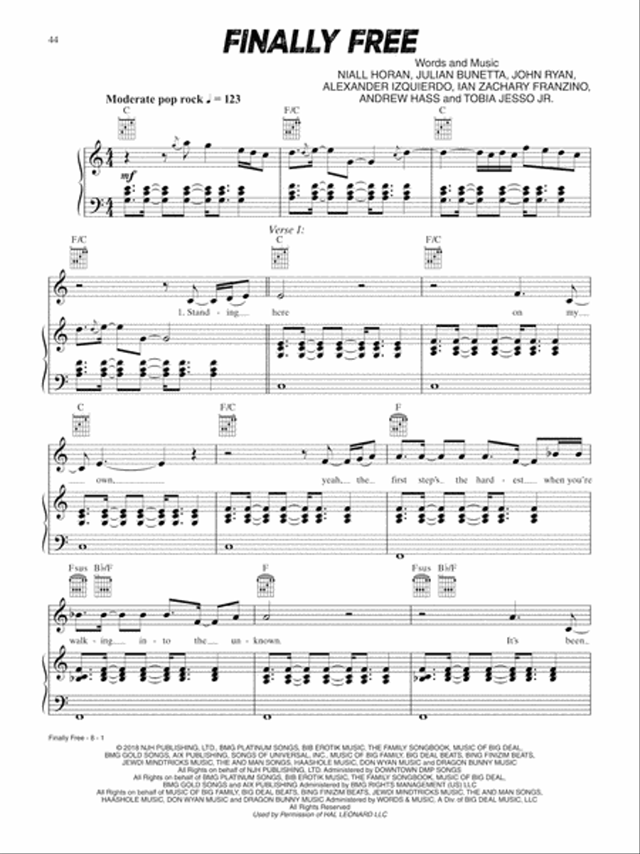 Finally Free (from Smallfoot) Piano, Vocal, Guitar scores gallery preview page 1