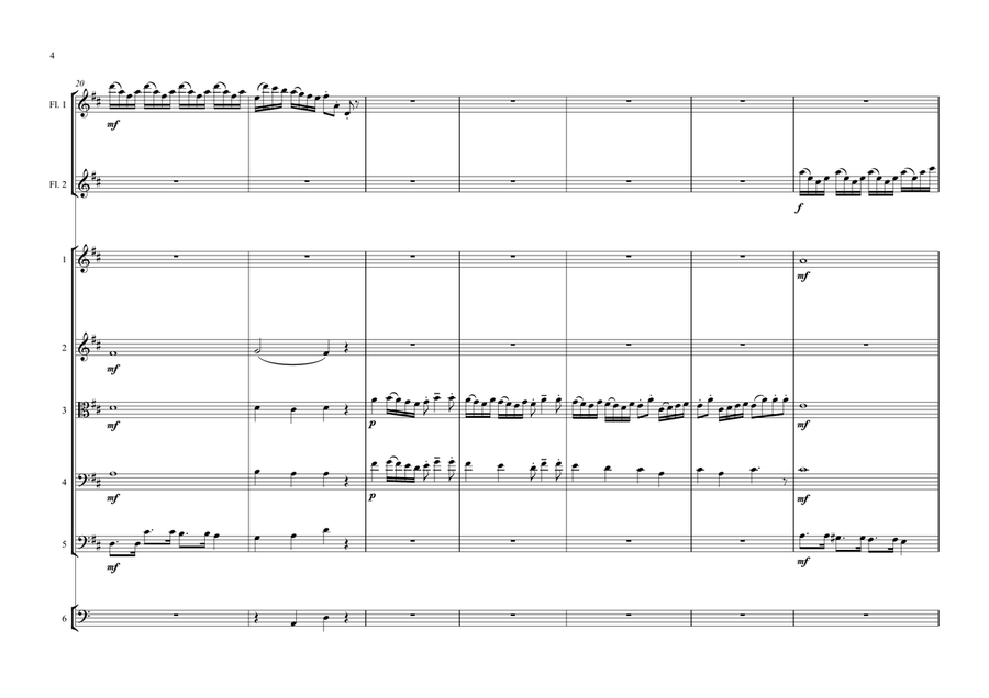 The Arrival of the Queen of Sheba for 2 Flutes & Orchestra Large Ensemble scores gallery preview page 4