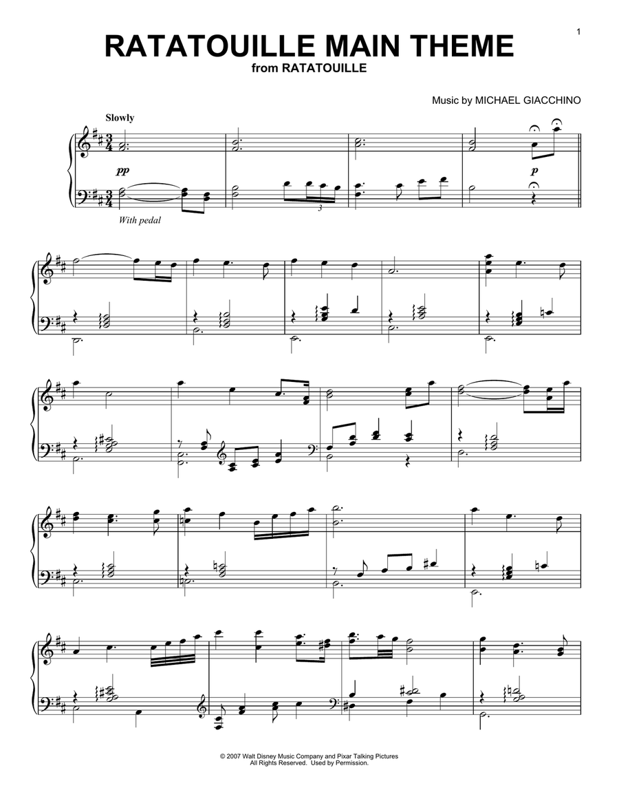 Ratatouille (Main Theme) Piano Solo scores gallery preview page 1