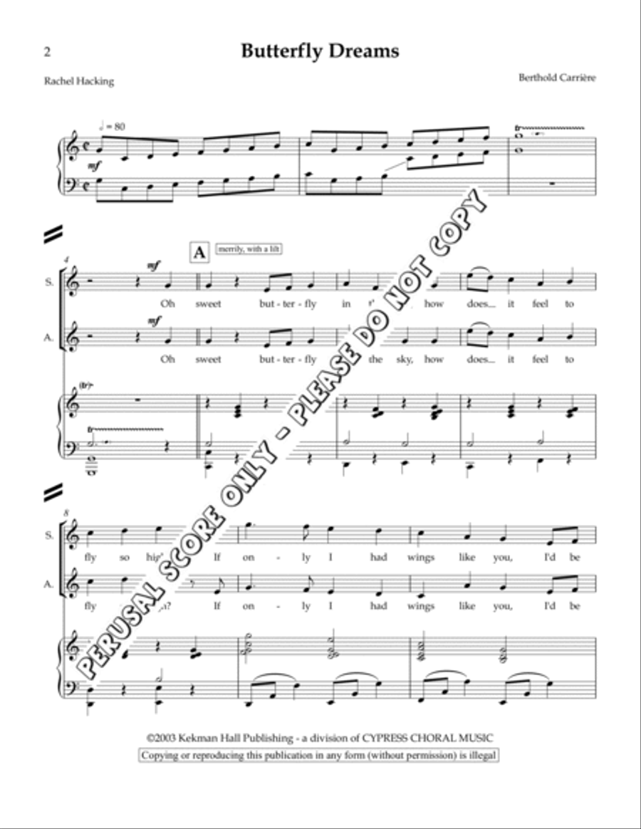 Butterfly Dreams Butterfly Dreams 4-Part scores gallery preview page 2