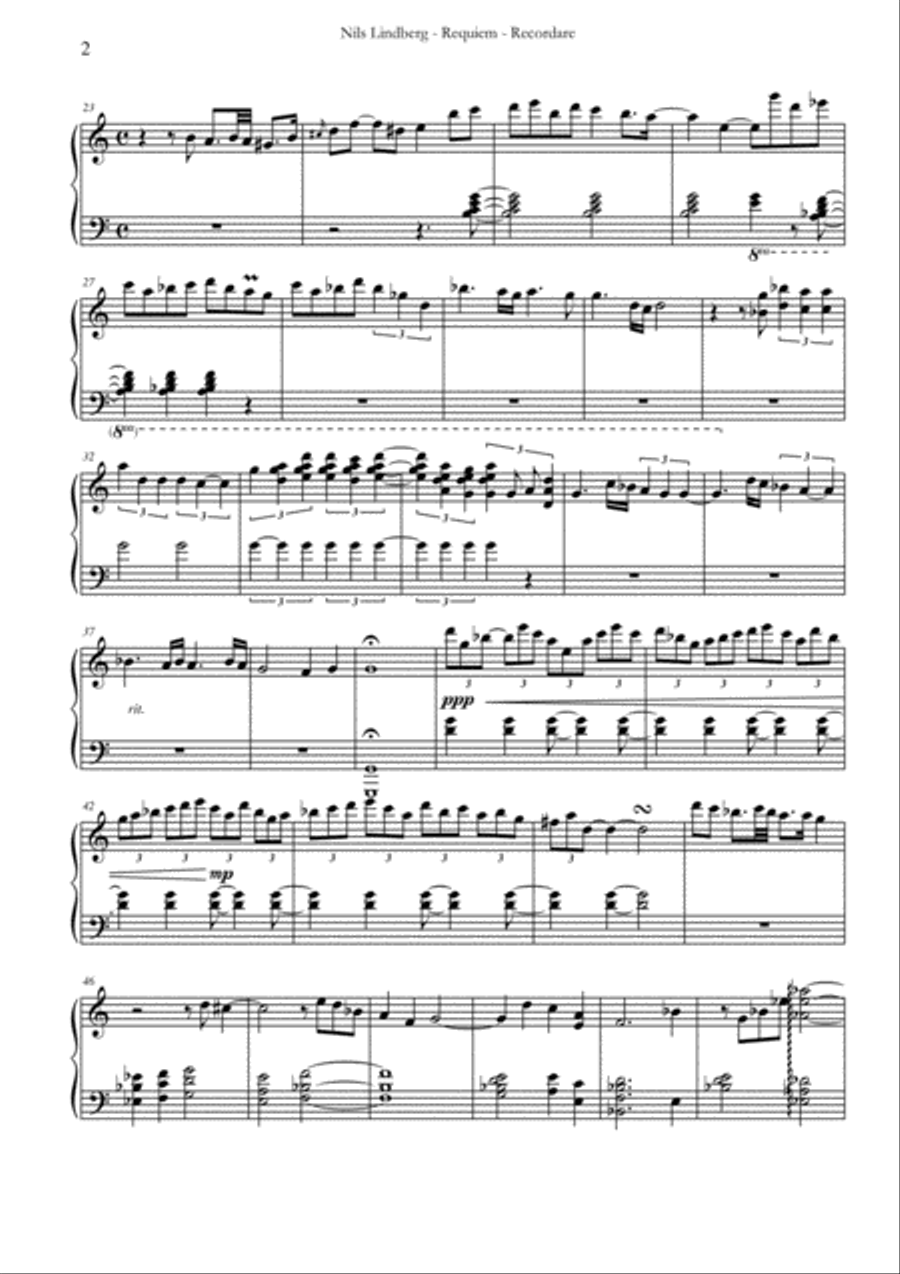 Nils Lindberg - Requiem for Bigband and Choir - Piano Solos image number null