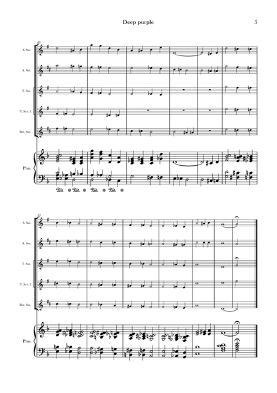 Deep Purple Saxophone Quintet scores gallery preview page 5