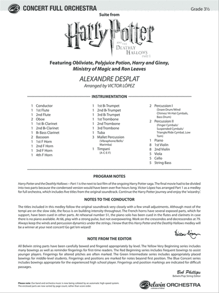 Harry Potter and the Deathly Hallows, Part 1, Suite from Full Orchestra scores gallery preview page 2