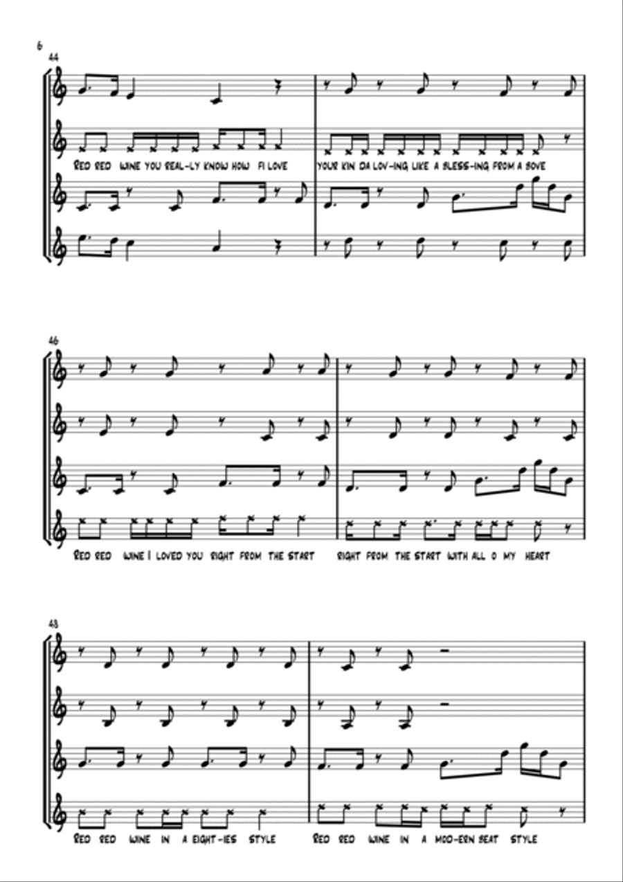 Red, Red Wine Saxophone Quartet scores gallery preview page 6