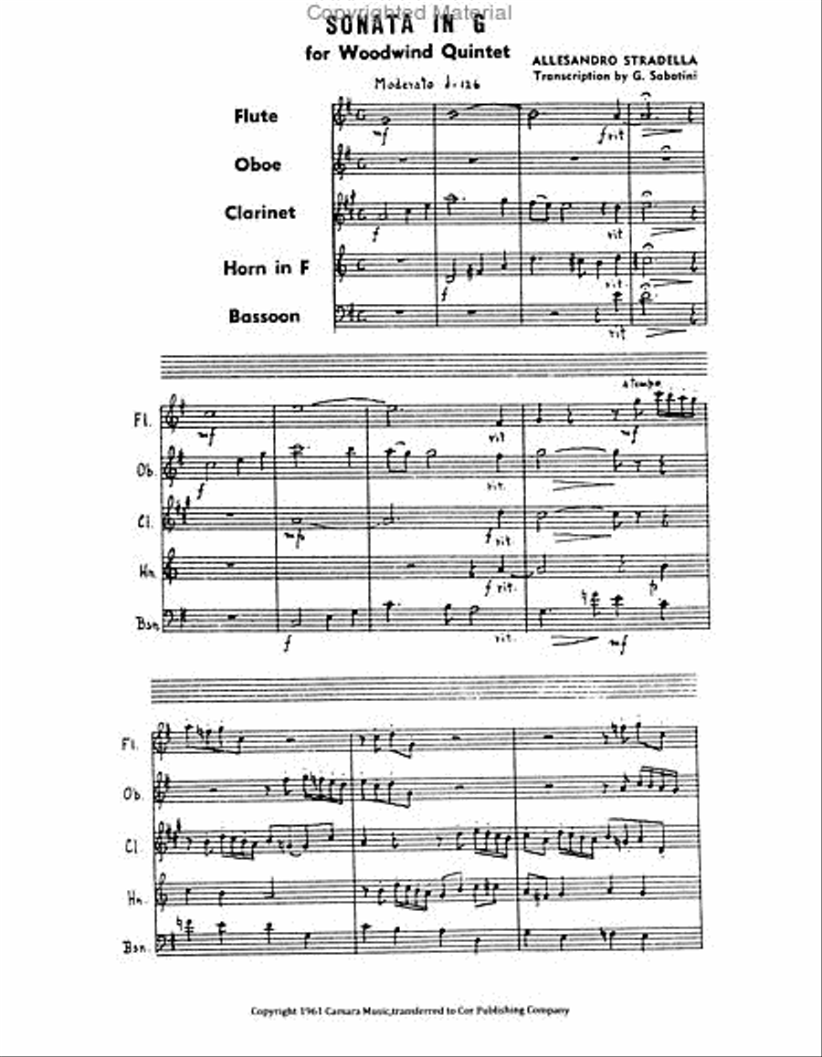 Sonata in G (William Sabatini) Woodwind Quintet scores gallery preview page 2