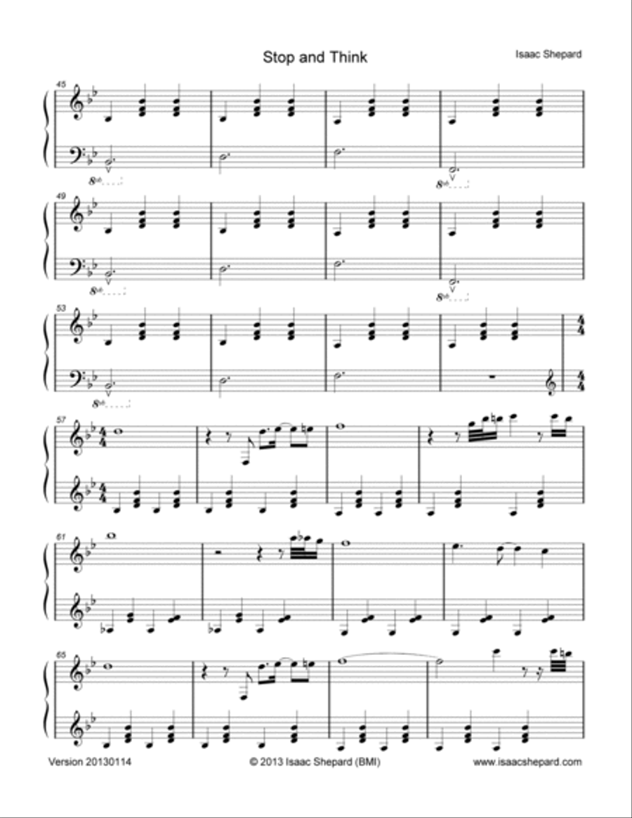 Stop and Think Piano Solo scores gallery preview page 3