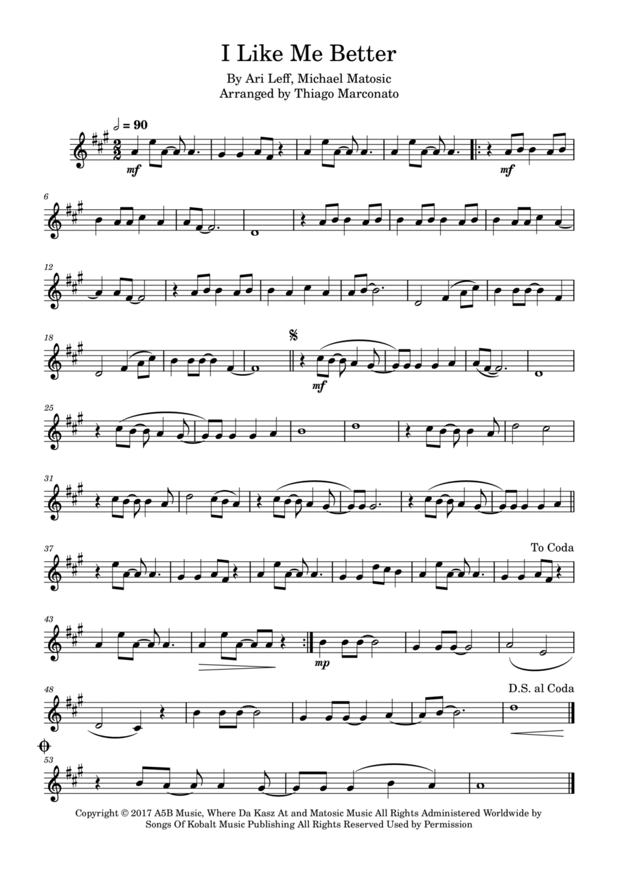 I Like Me Better Violin Solo scores gallery preview page 1