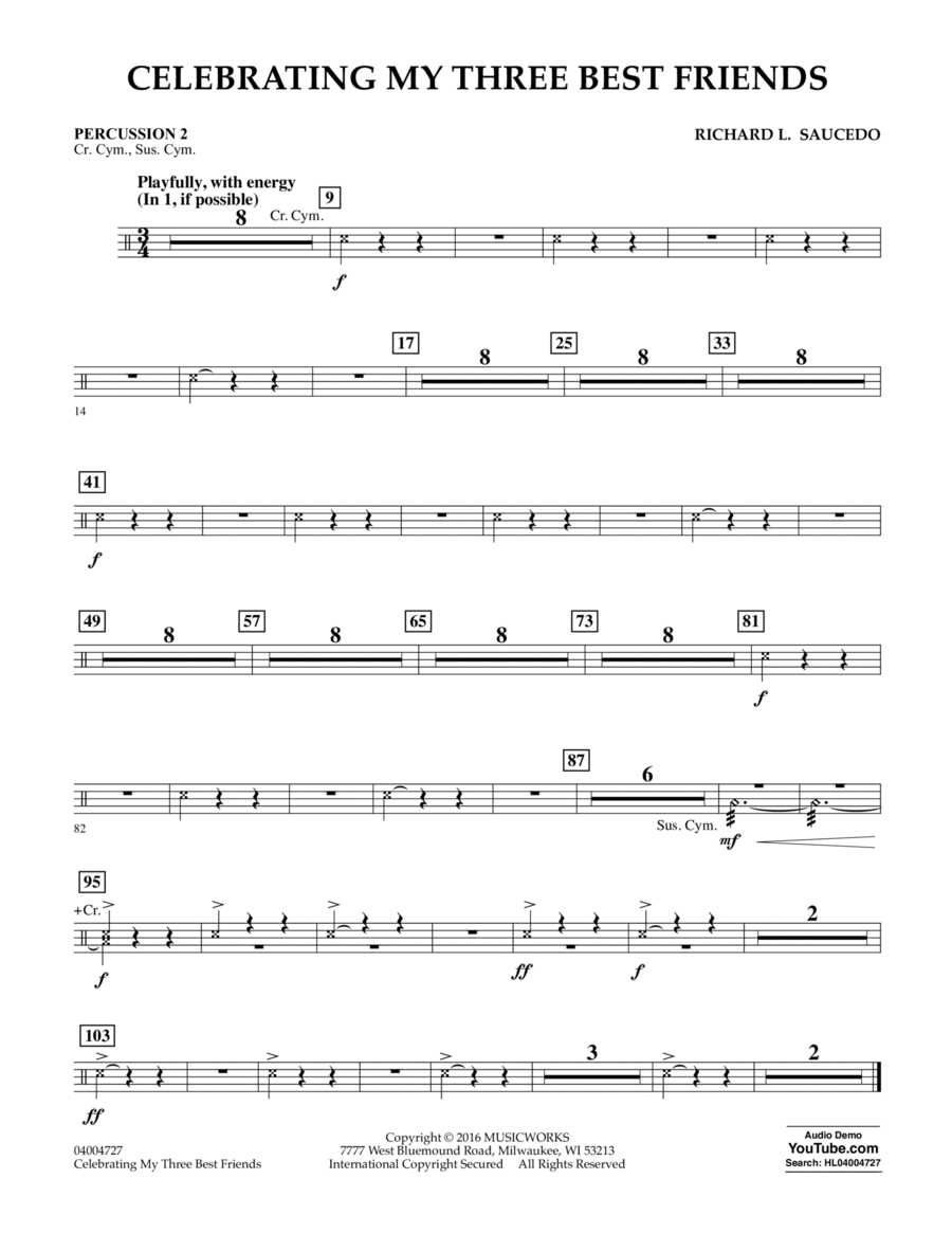 Celebrating My Three Best Friends - Percussion 2 Percussion scores gallery preview page 1