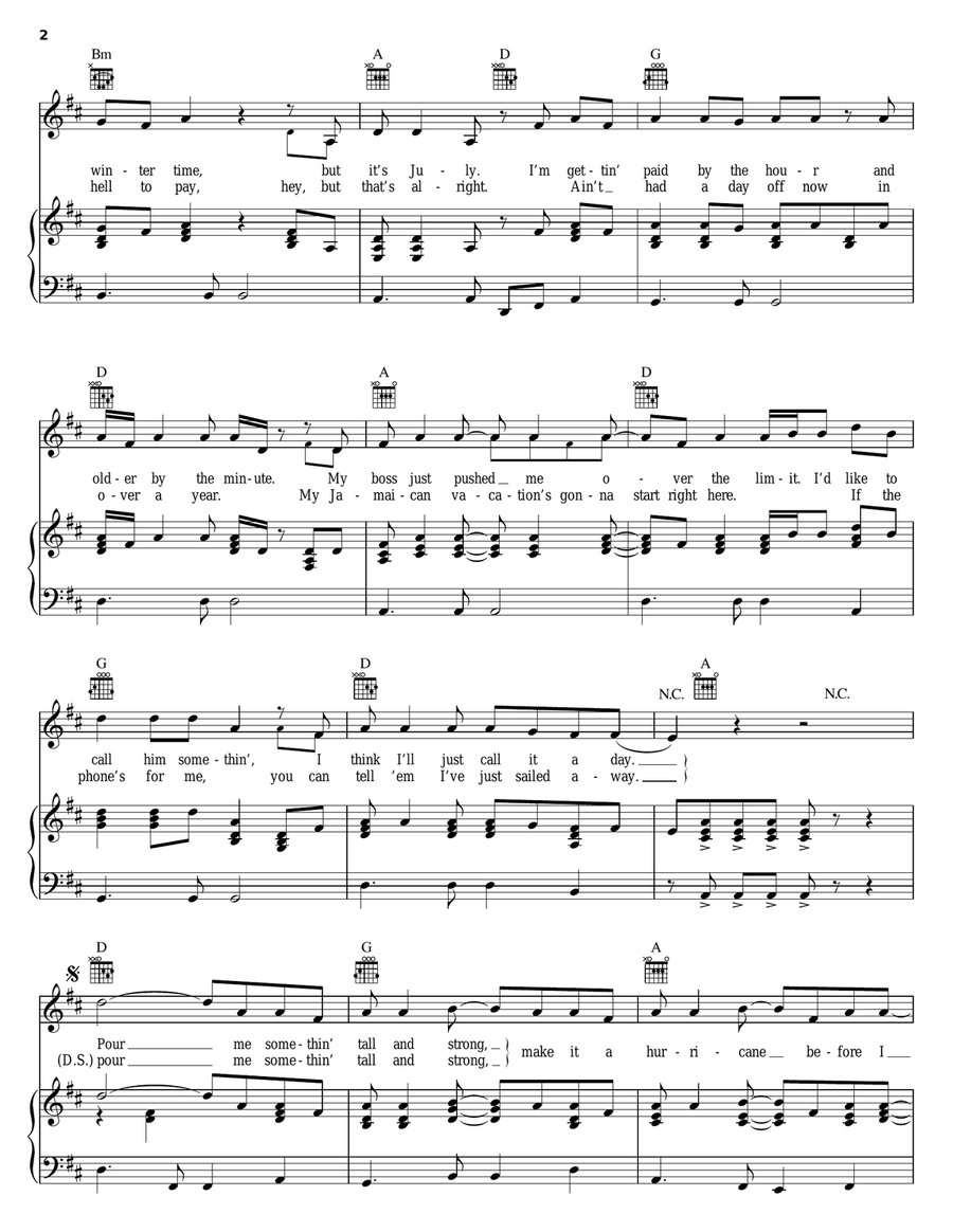 It's Five O'Clock Somewhere Piano, Vocal, Guitar scores gallery preview page 2