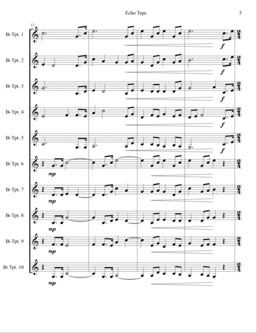 Echo Taps for Trumpet Ensemble Brass Ensemble scores gallery preview page 5