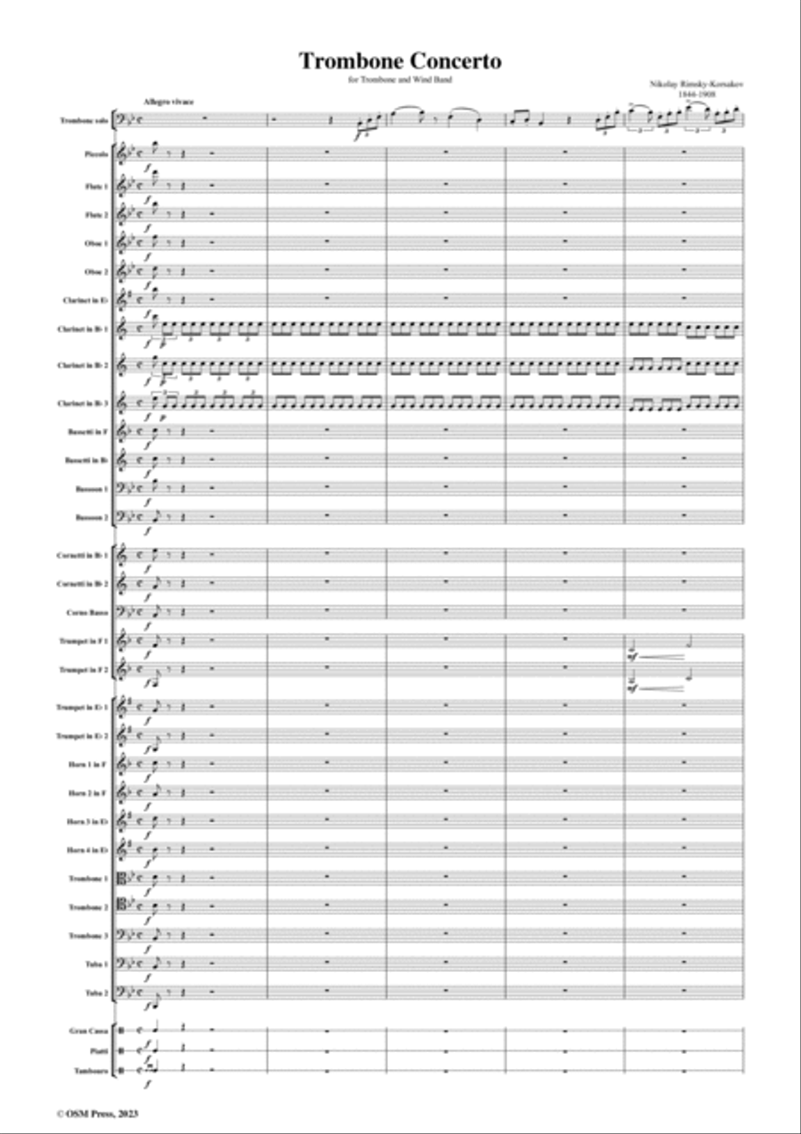 Rimsky-Korsakov-Trombone Concerto(1877),for Trombone and Wind Band Concert Band scores gallery preview page 2