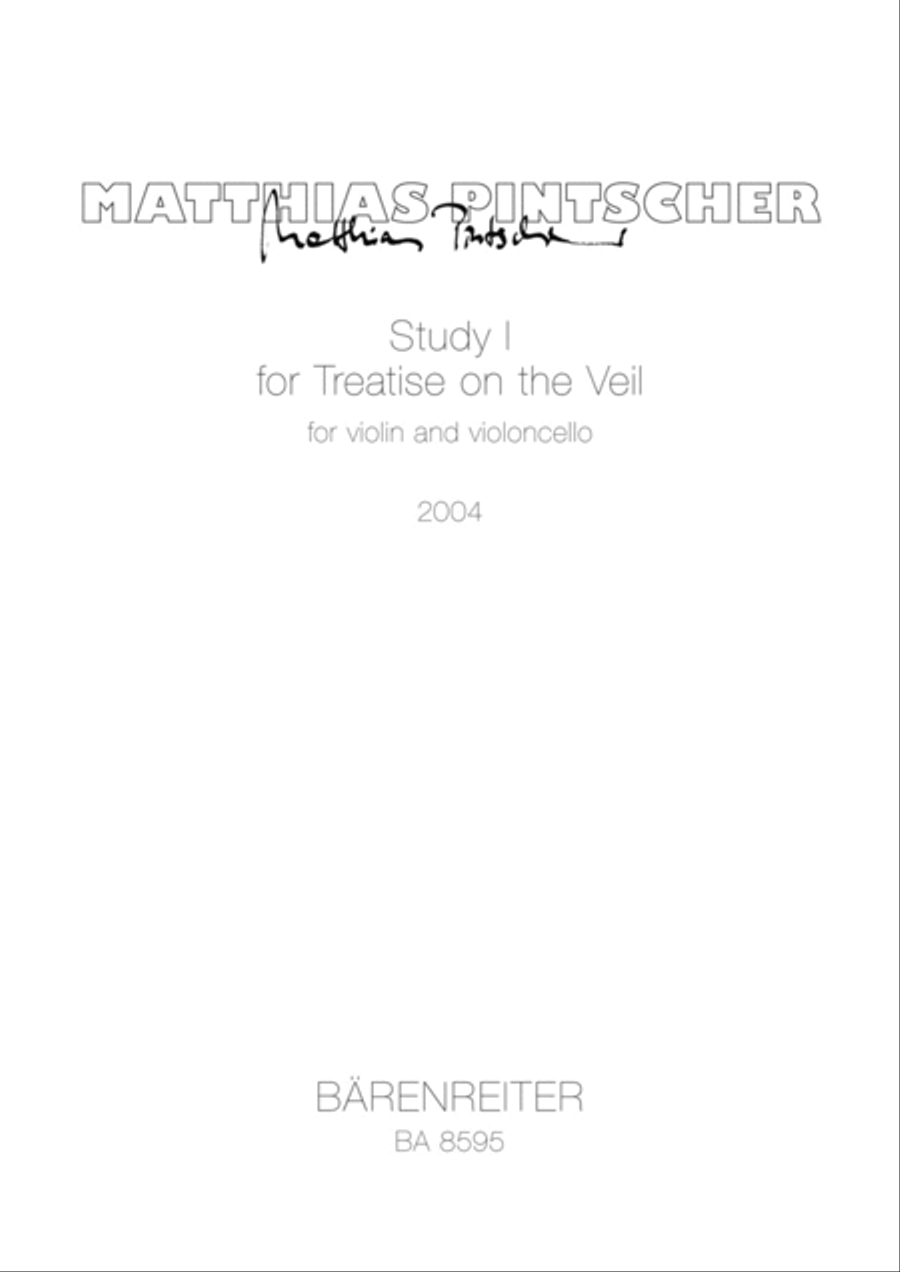 Book cover for Study I for Treatise on the Veil for Violin and Cello