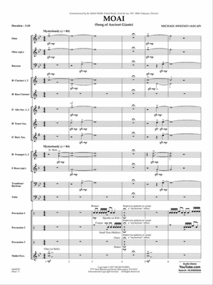 Moai (Song of Ancient Giants) Concert Band scores gallery preview page 5