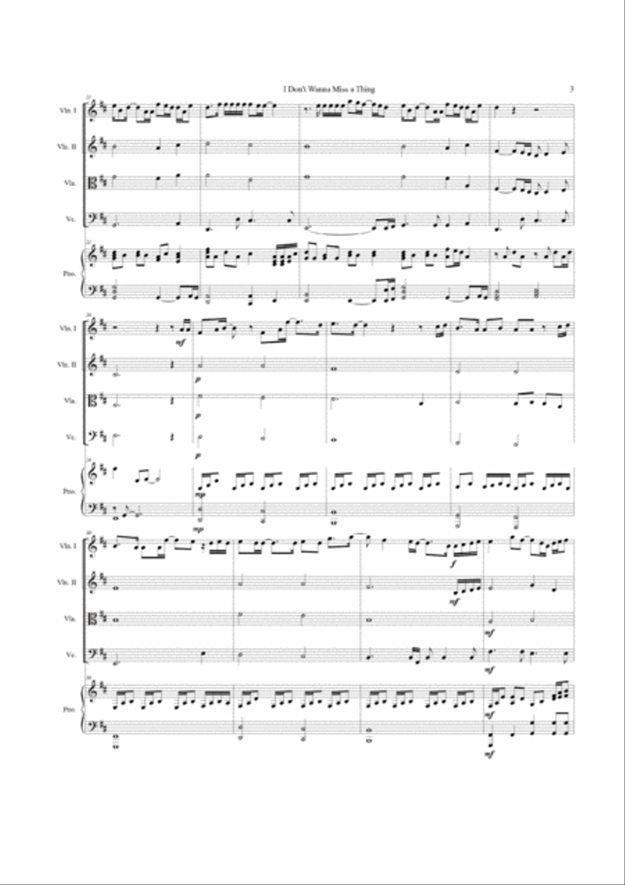 I Don't Want To Miss A Thing Piano Quintet scores gallery preview page 3