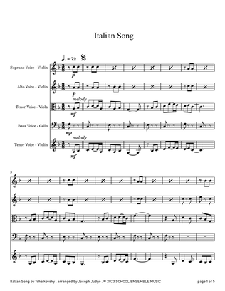Italian Song by Tchaikovsky for String Quartet in Schools