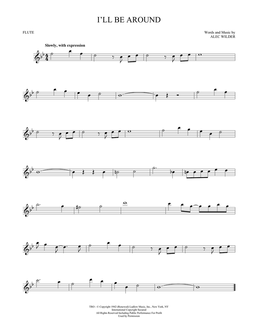 I'll Be Around Flute Solo scores gallery preview page 1